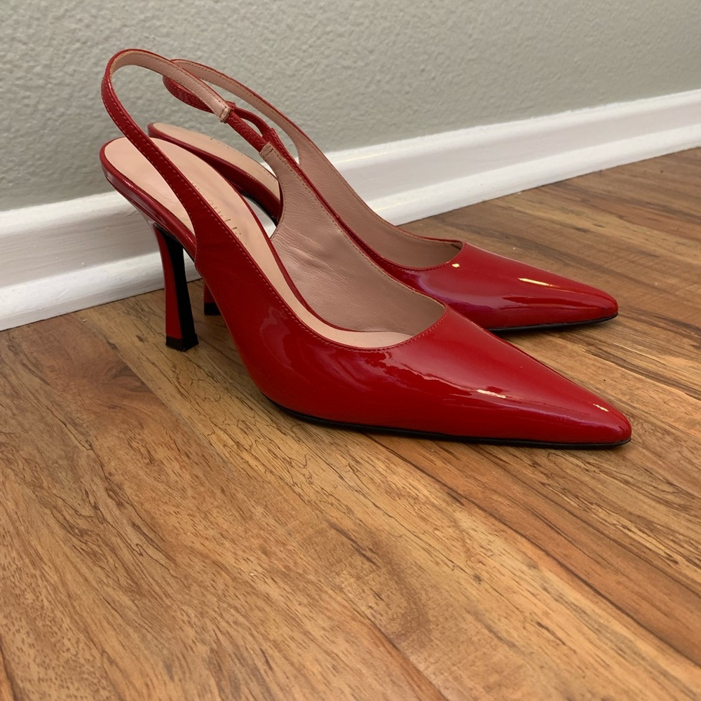 Lovers & Friends Red Patent Leather Slingback Heels
